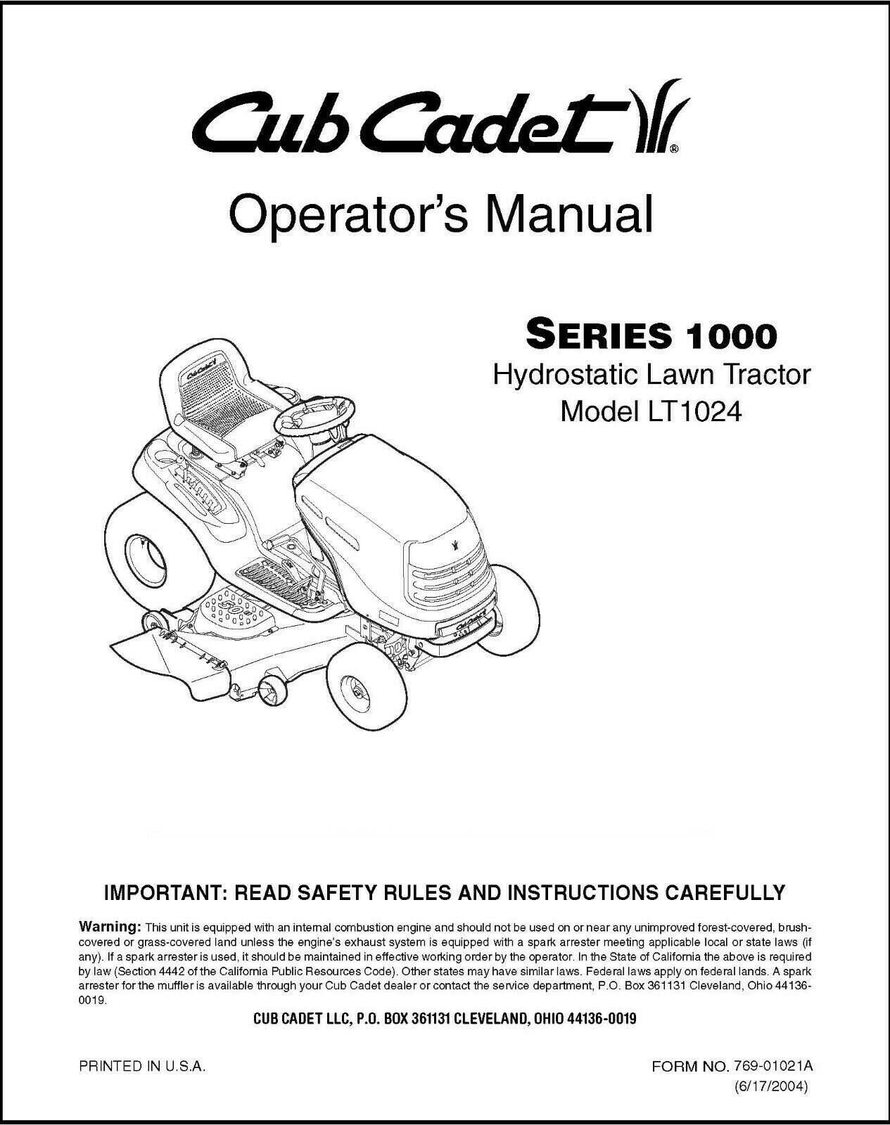 cub cadet 1054 parts diagram