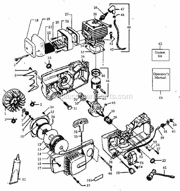 craftsman 18 42cc chainsaw parts diagram