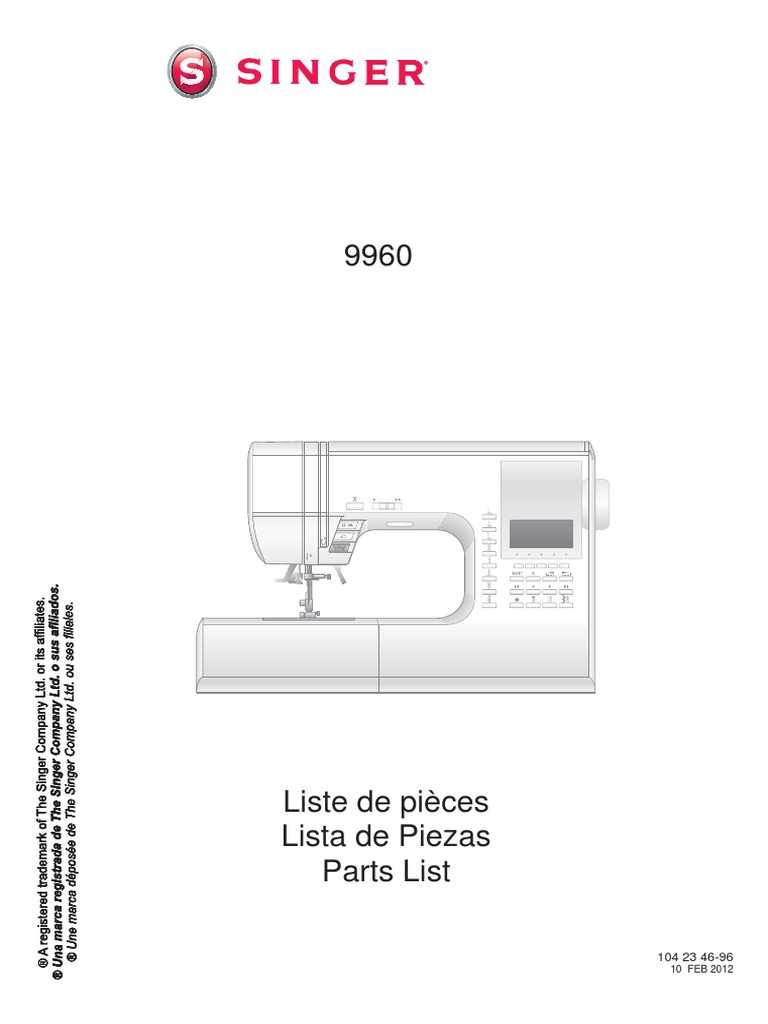 singer quantum stylist 9960 parts diagram