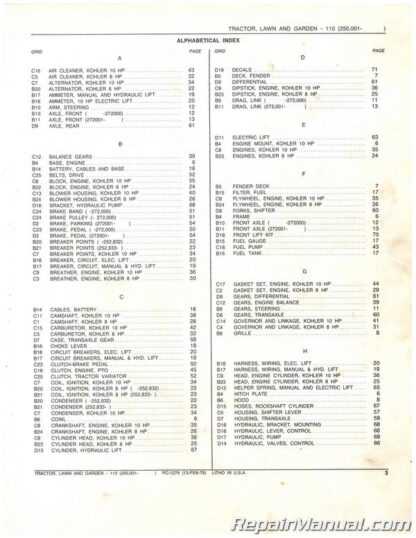 john deere 110 lawn tractor parts diagram