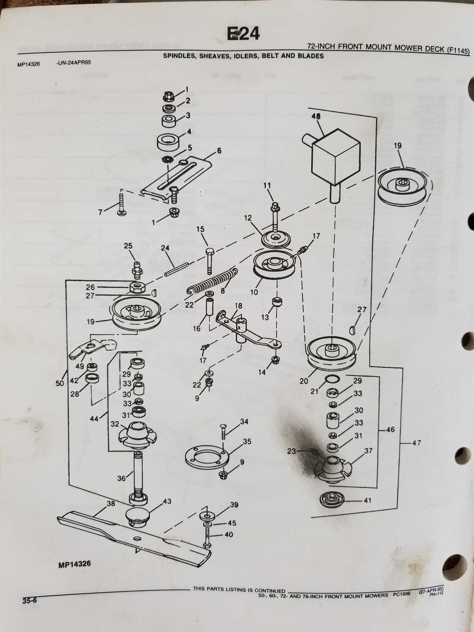 john deere 46 inch mower deck parts diagram