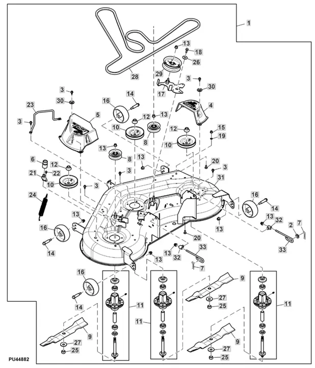 john deere push mower parts diagram