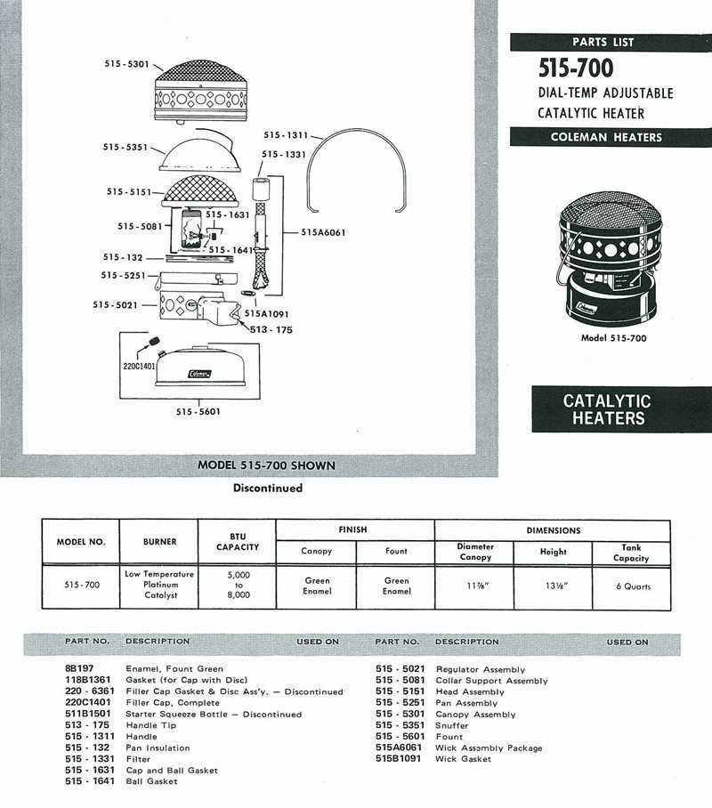 kerosene heater parts diagram