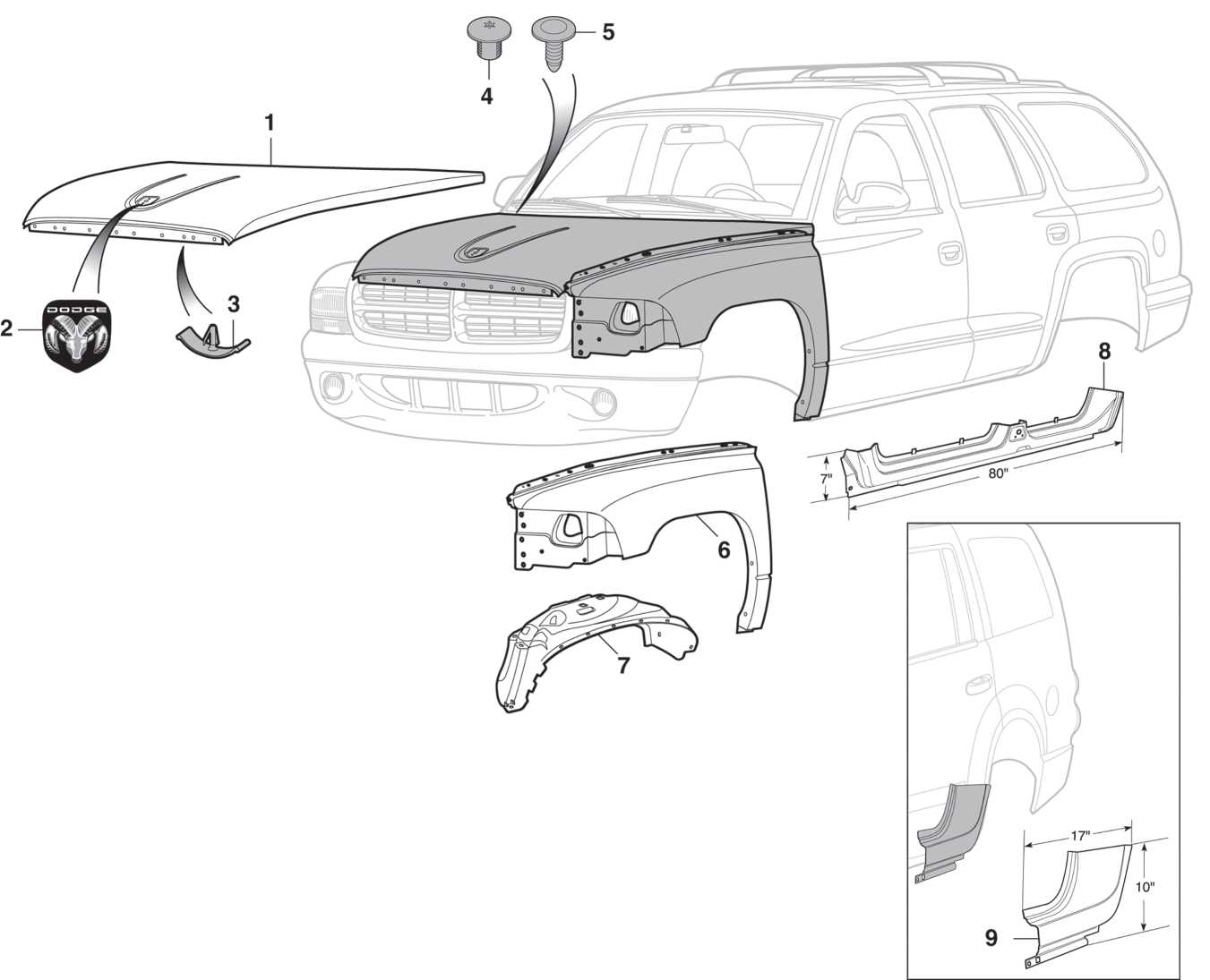 car body parts names diagram