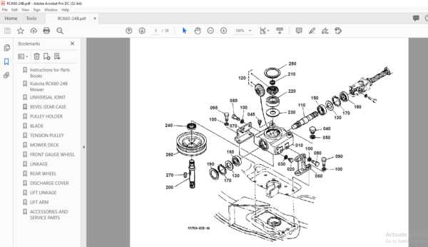 kubota mower parts diagram