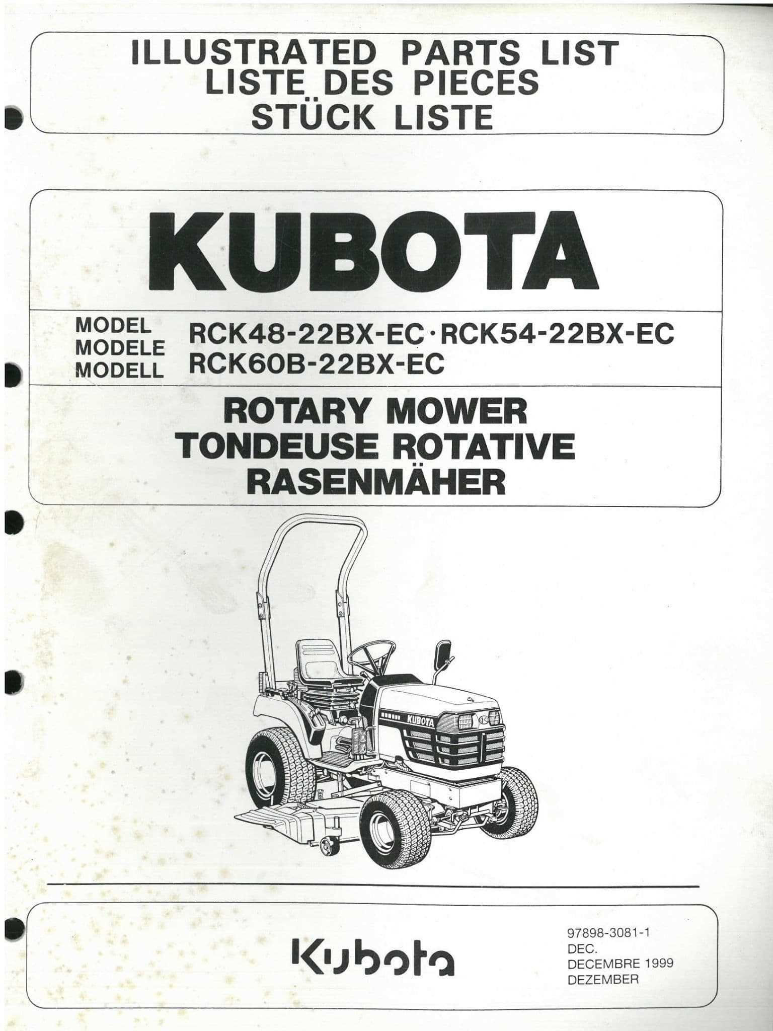 kubota mower parts diagram