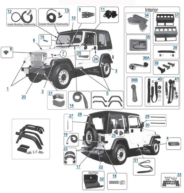 jeep wrangler body parts diagram