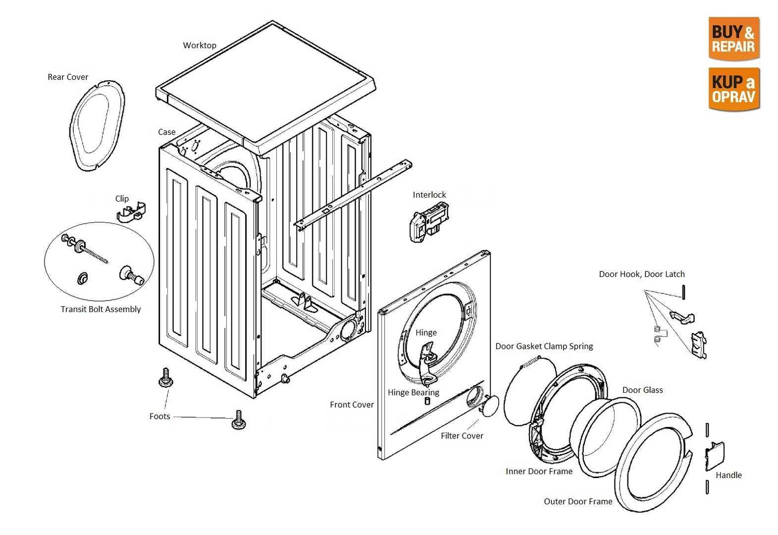 clothes washer parts diagram