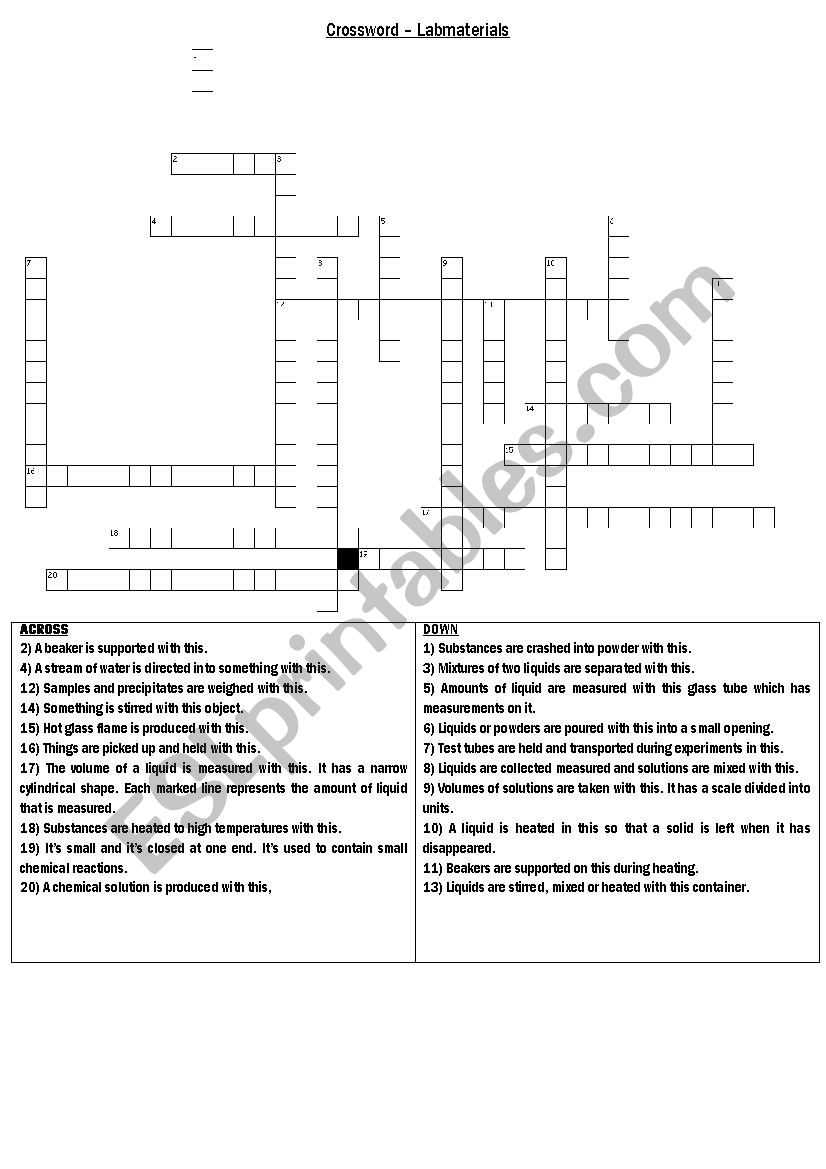 lab equipment part 1 diagram crossword