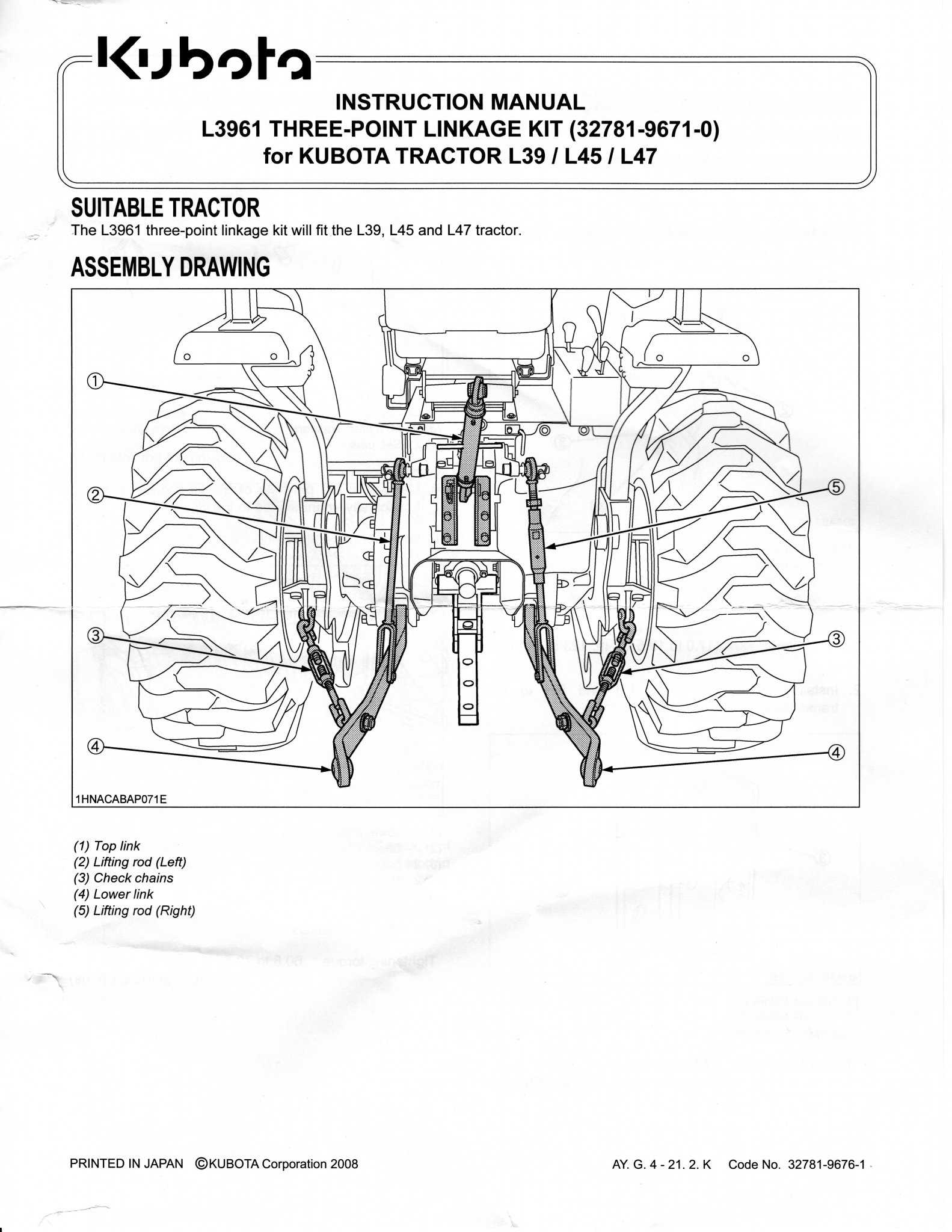 kubota bx 3 point hitch parts diagram