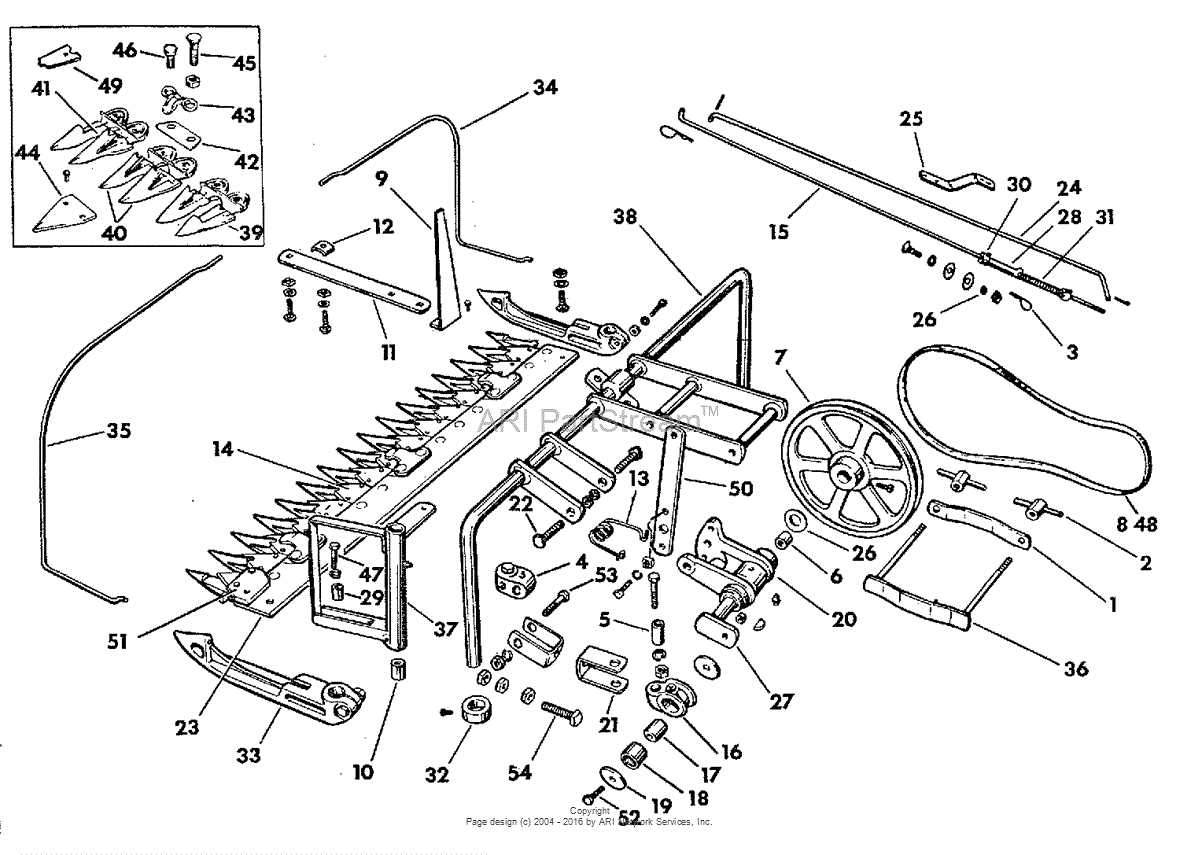 sickle bar mower parts diagram