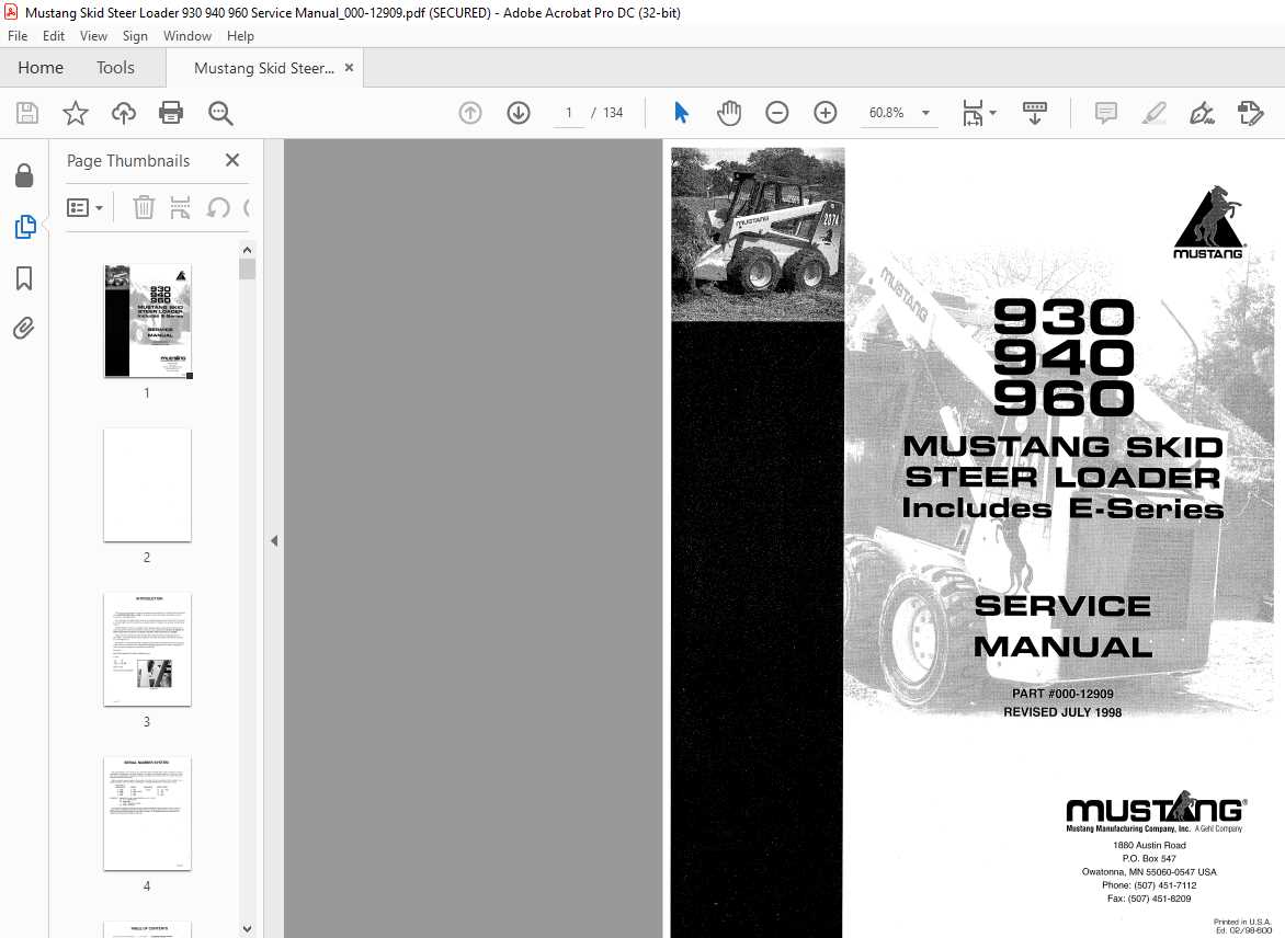 mustang 940 parts diagram