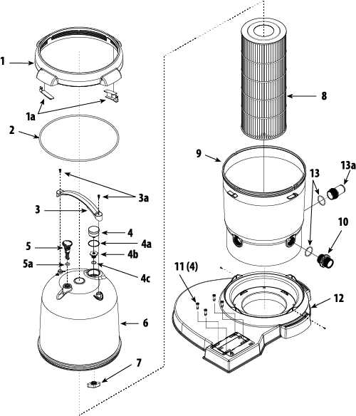 waterway pool filter parts diagram