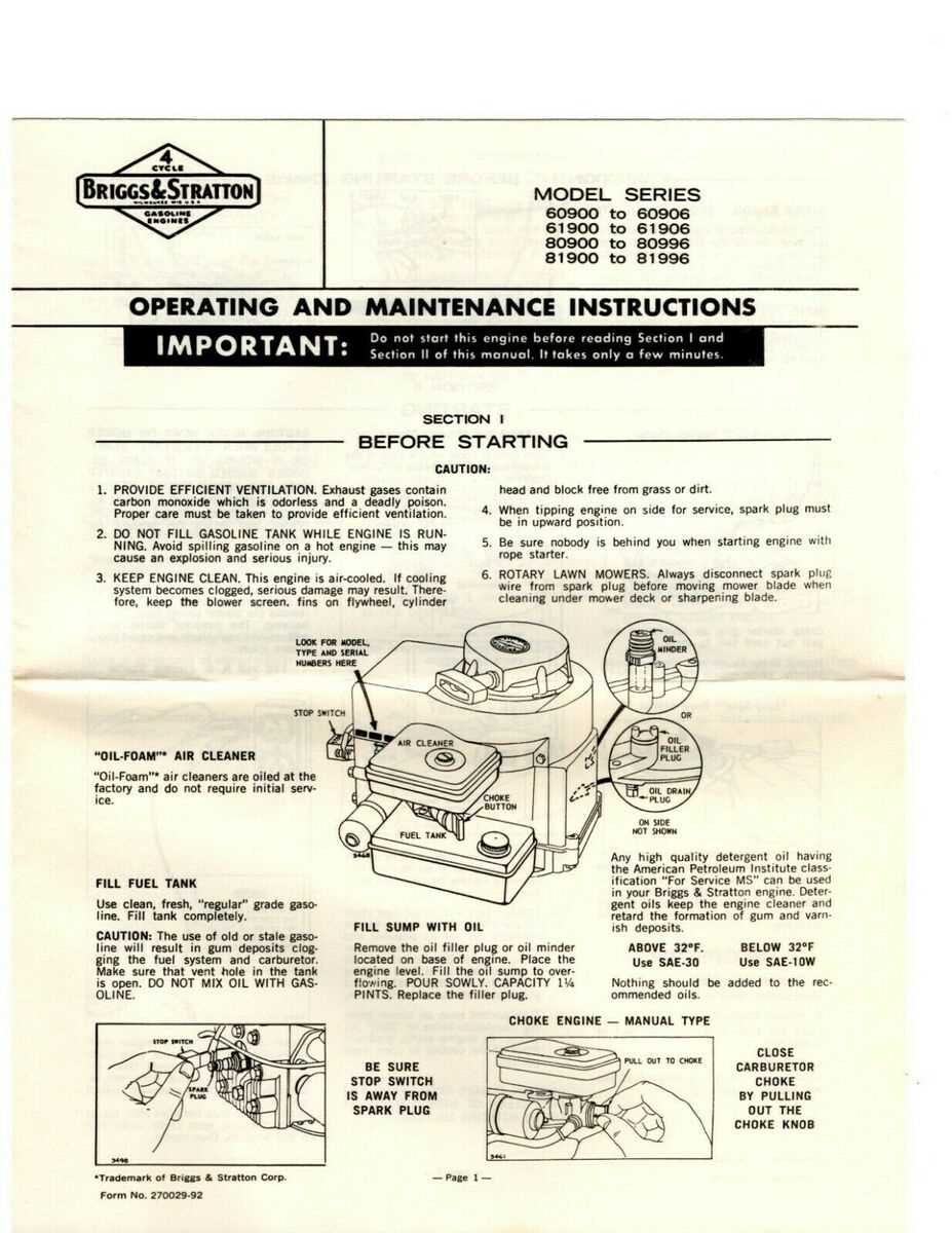 briggs and stratton lawn mower parts diagram