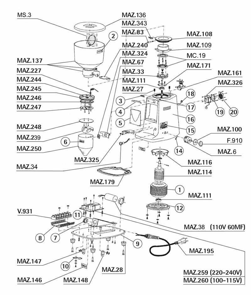 mazzer robur parts diagram