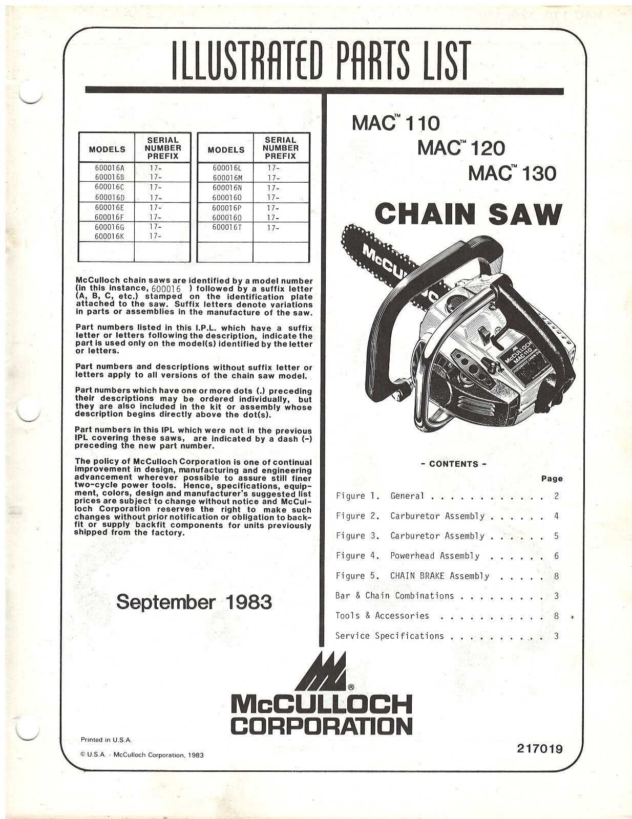 mcculloch 110 parts diagram