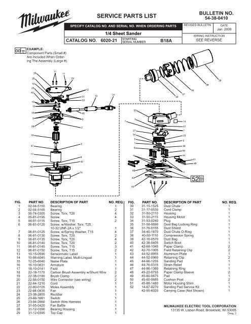 milwaukee parts diagrams