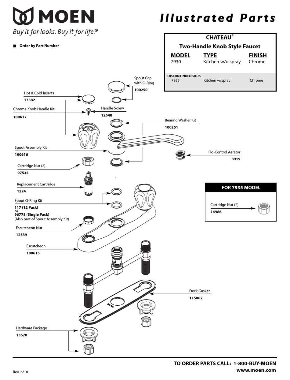 moen single handle kitchen faucet parts diagram