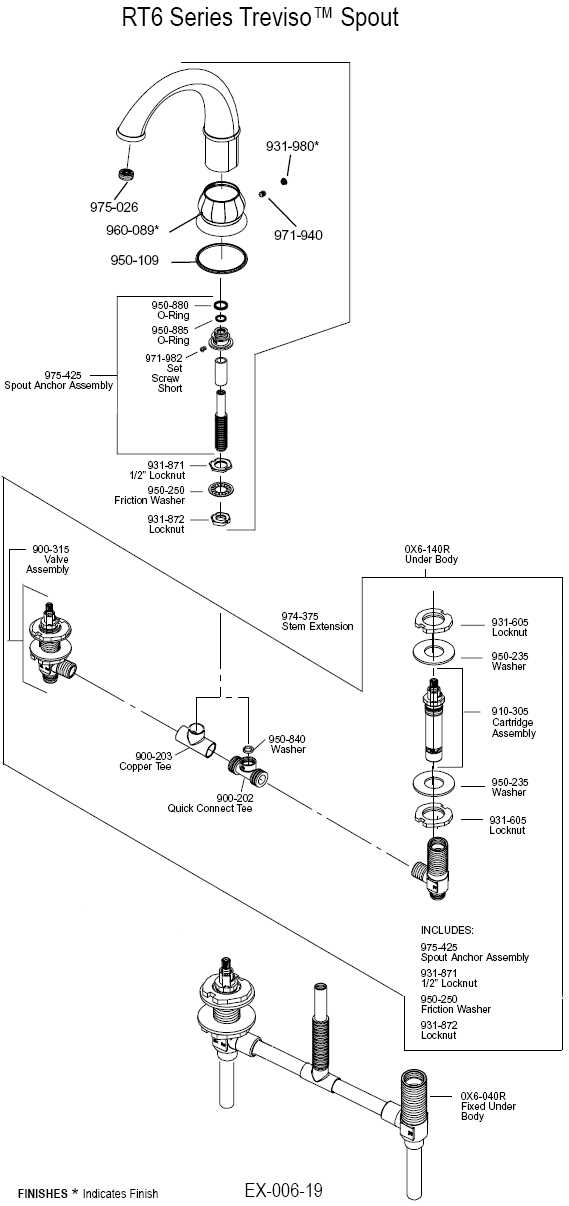 bathtub faucet parts diagram