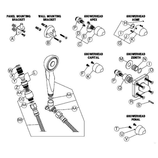 parts of a shower head diagram