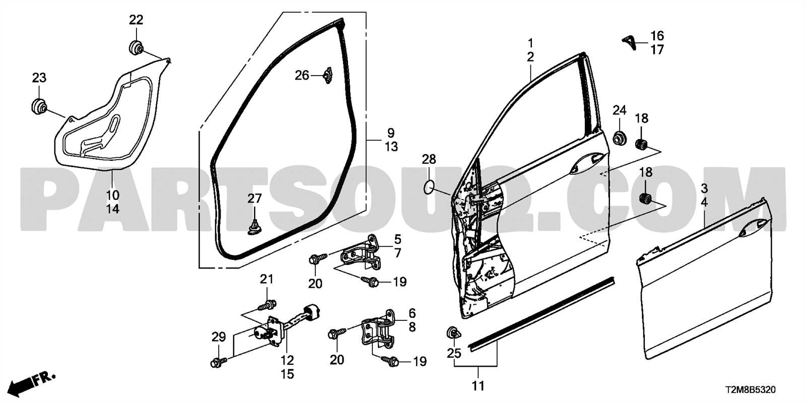 front end honda accord body parts diagram