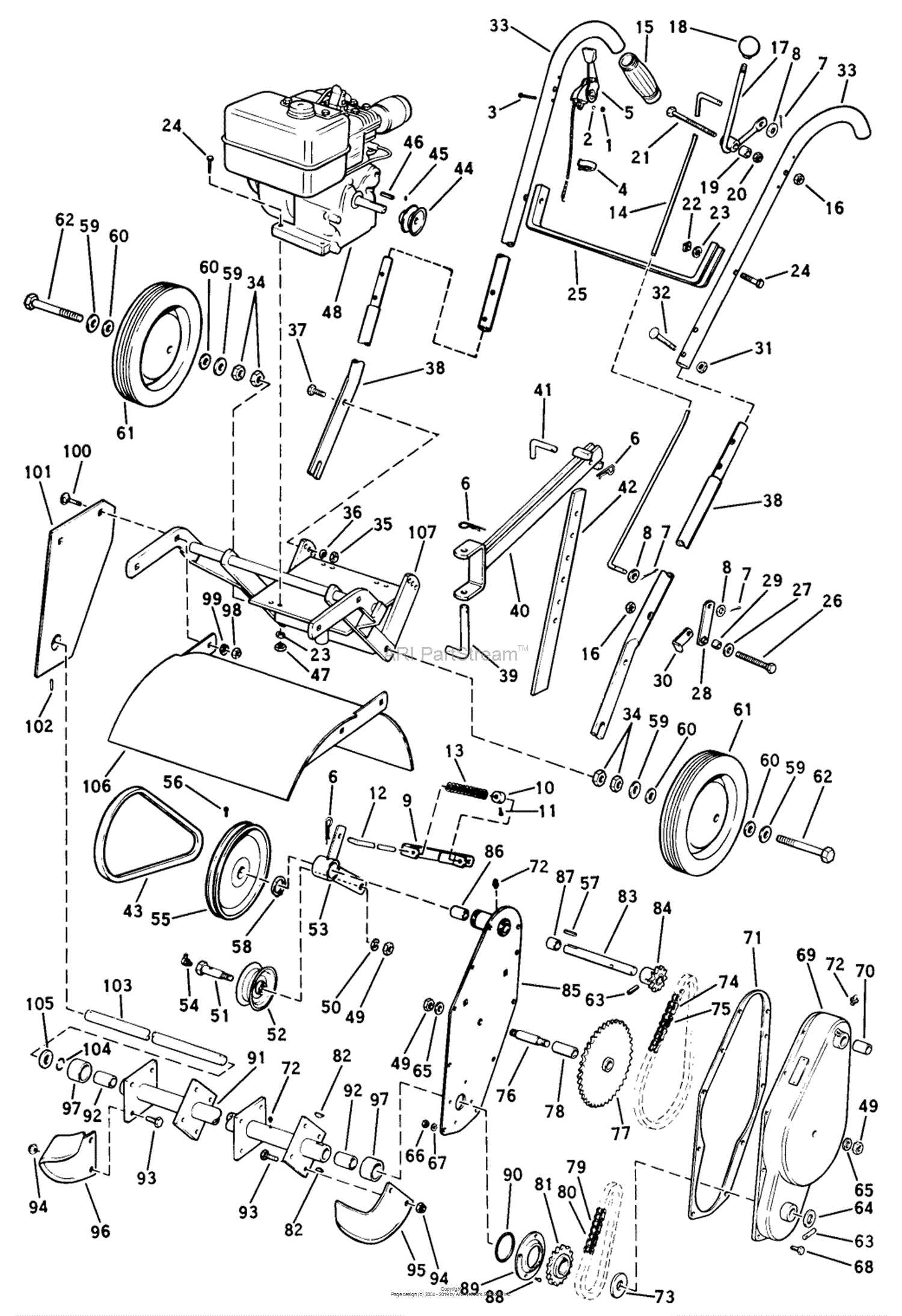 ford 105a tiller parts diagram