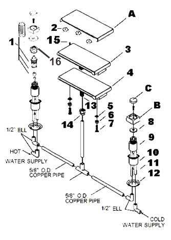 bathtub faucet parts diagram