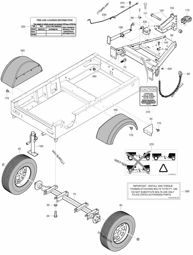 tow dolly parts diagram