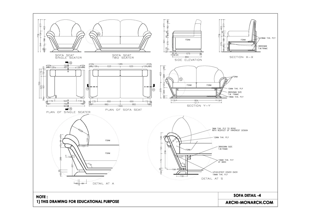 parts of a couch diagram