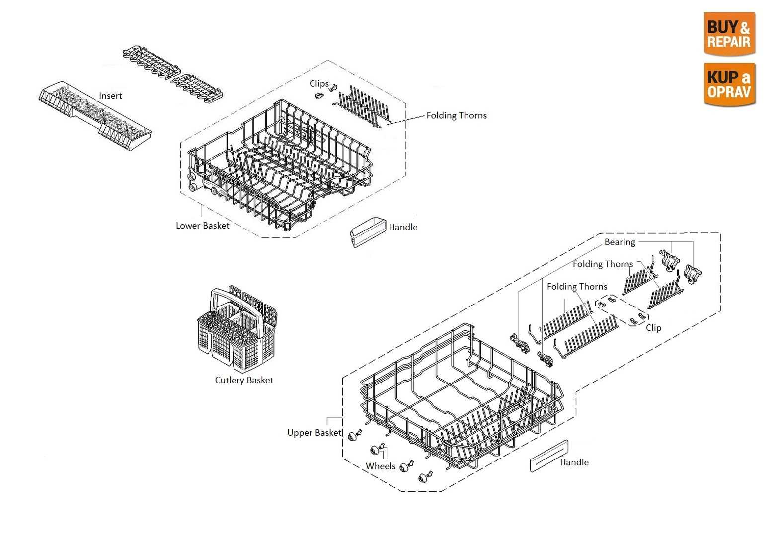 parts of dishwasher diagram