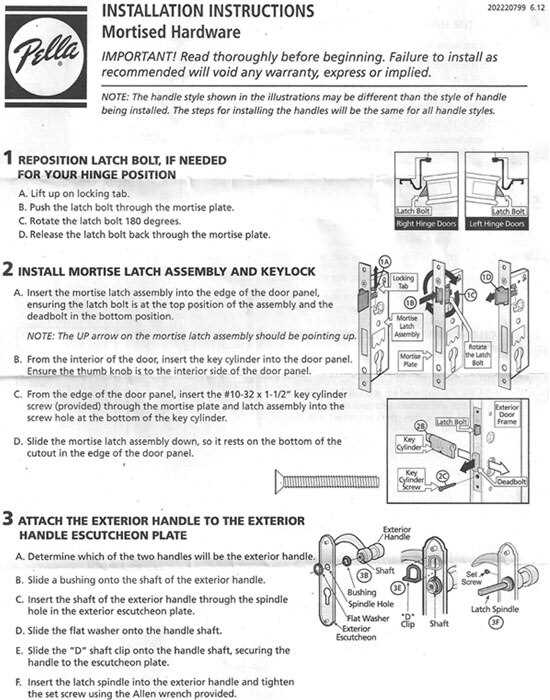 pella door parts diagram