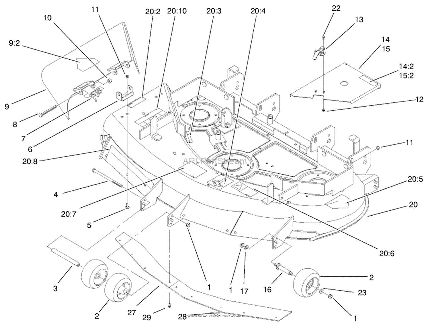 piranha 44 mulching deck parts diagram