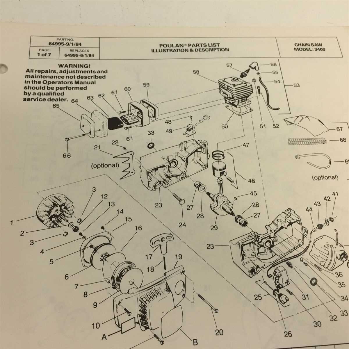 poulan p3314 parts diagram