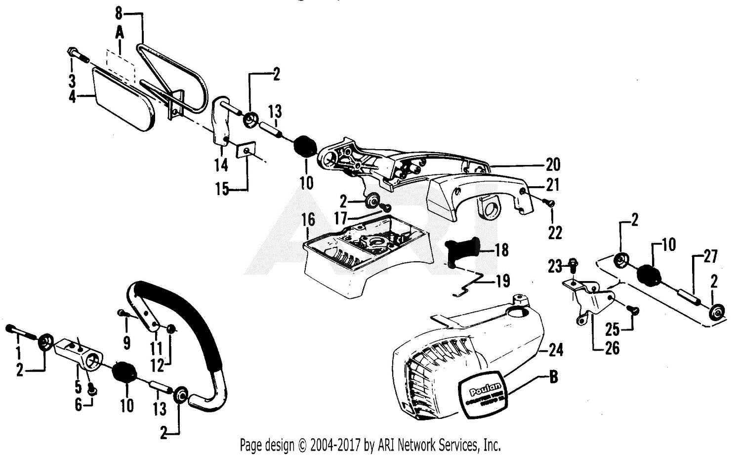 poulan super 250a parts diagram