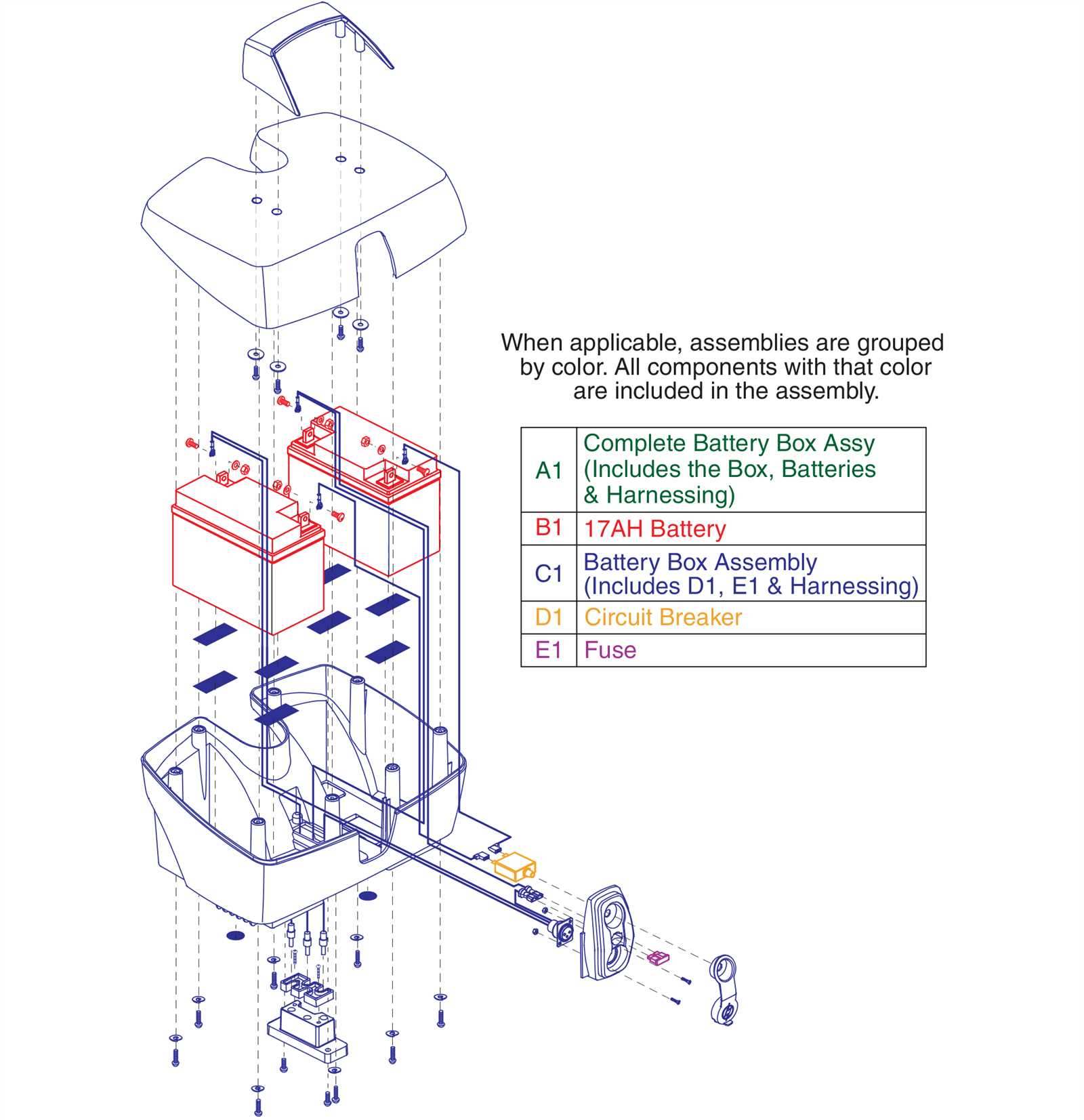 pride mobility scooter parts diagram