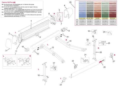 fiamma f45 awning spare parts diagram