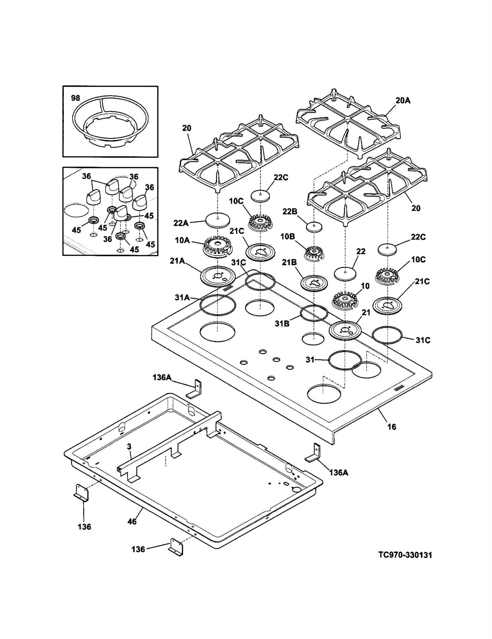 kenmore gas stove parts diagram