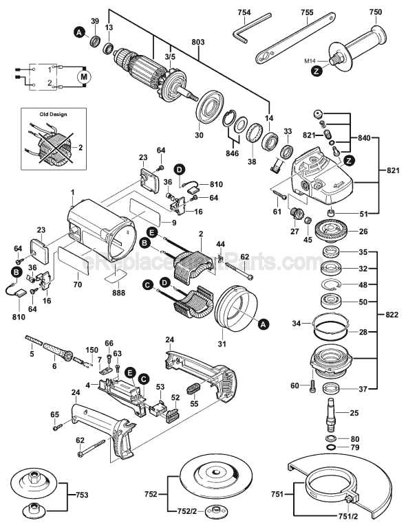 diagram labeled angle grinder parts