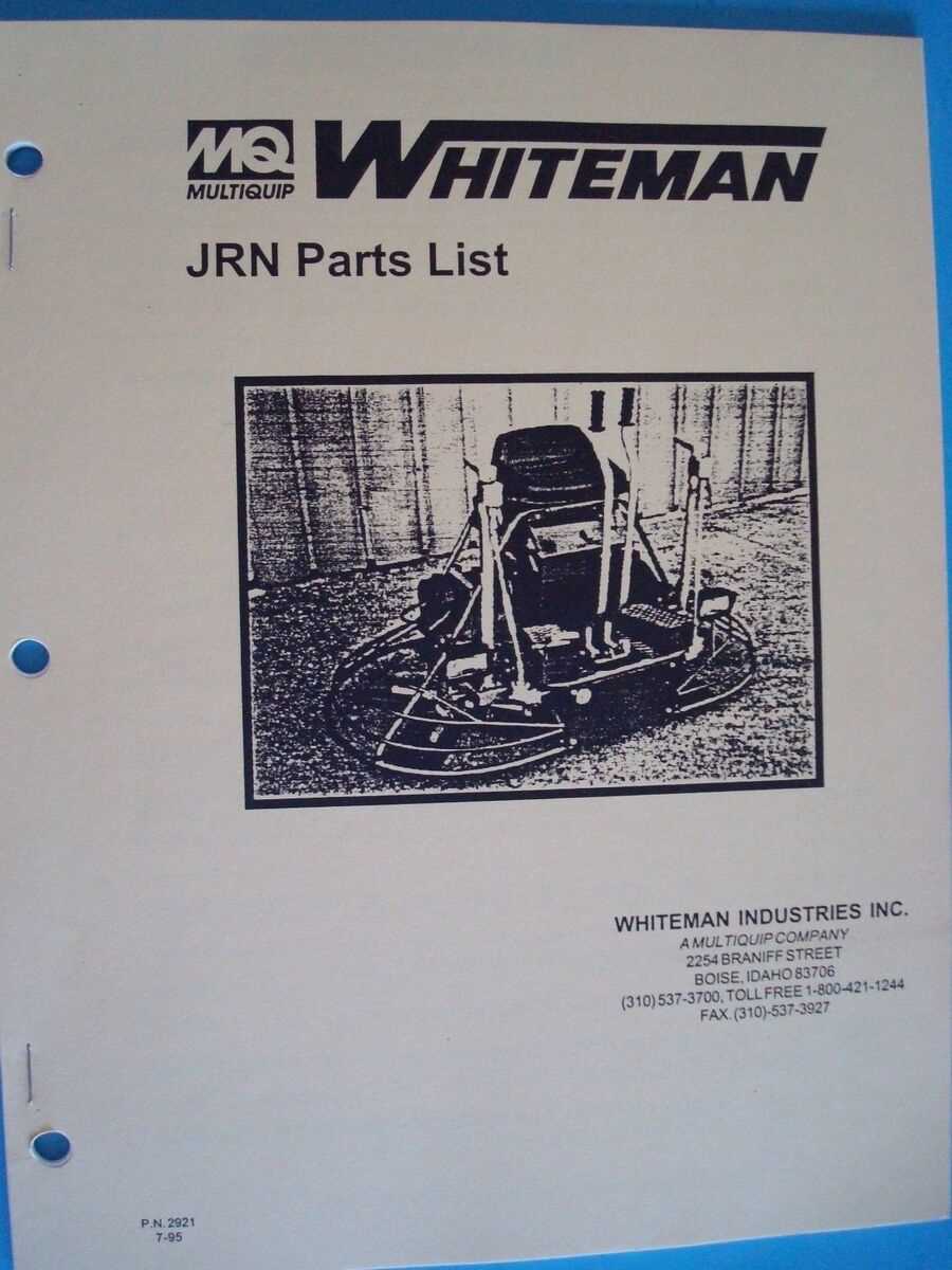 whiteman power trowel   parts diagram