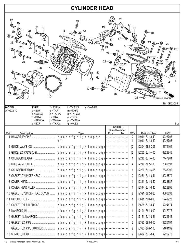 honda gx670 parts diagram