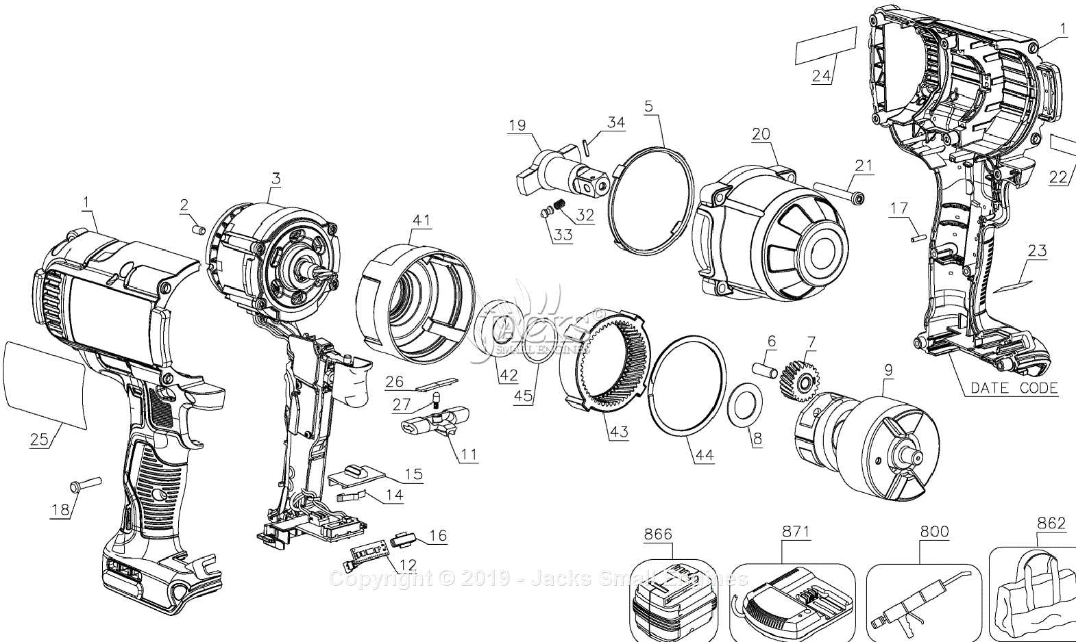 dewalt 20v impact driver parts diagram