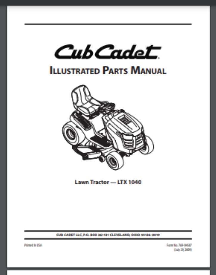 cub cadet ltx 1045 deck parts diagram