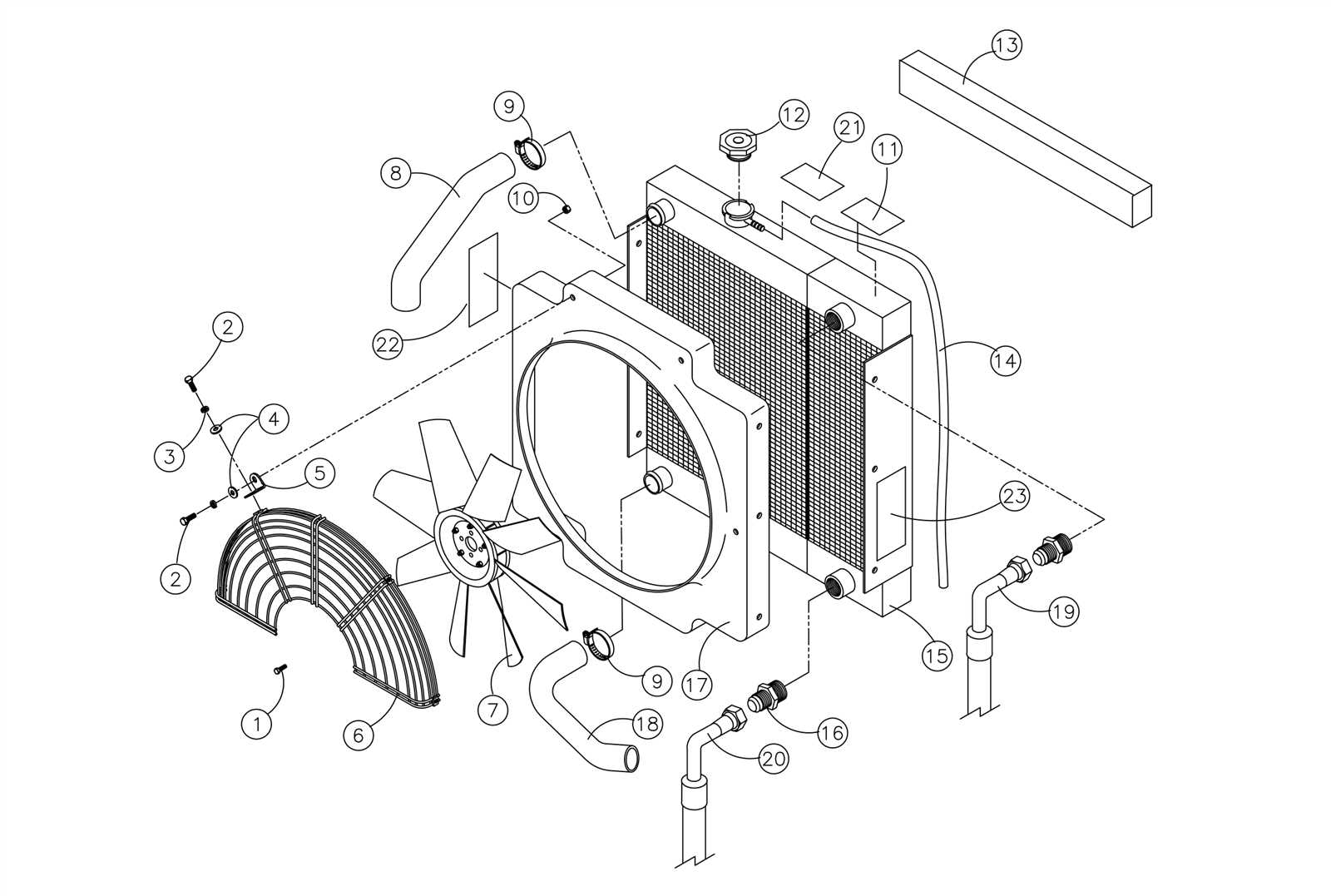 parts of a radiator diagram