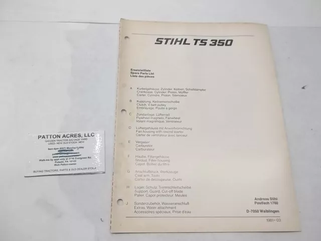 stihl ts350 super parts diagram