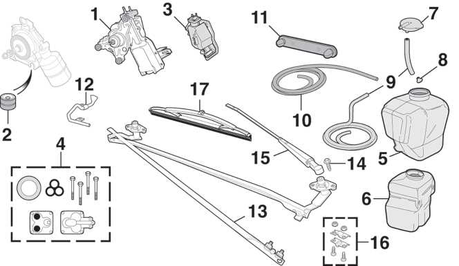 windshield wiper parts diagram