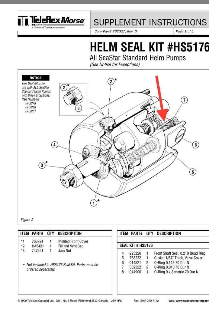 seastar hydraulic steering parts diagram