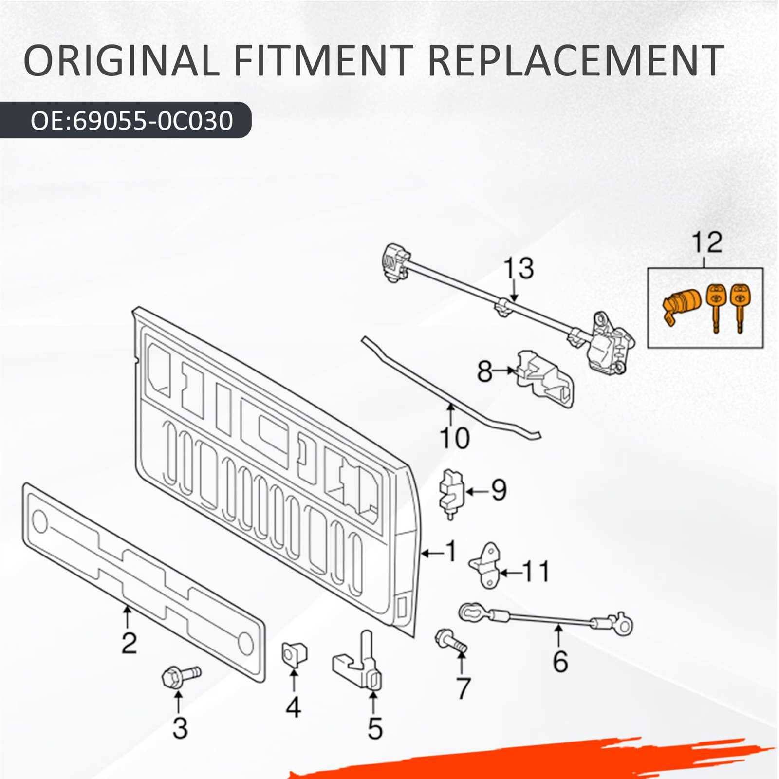 toyota tundra tailgate parts diagram