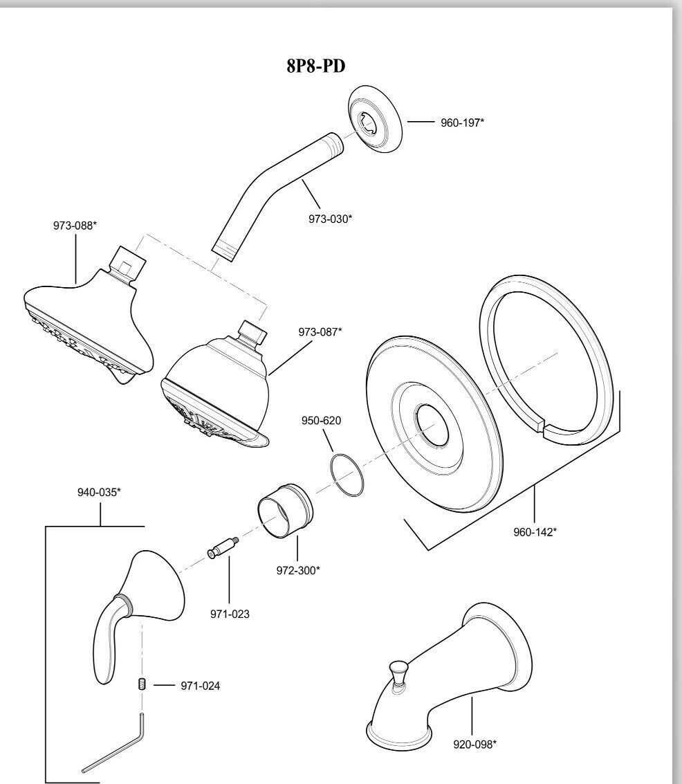 parts of a shower head diagram