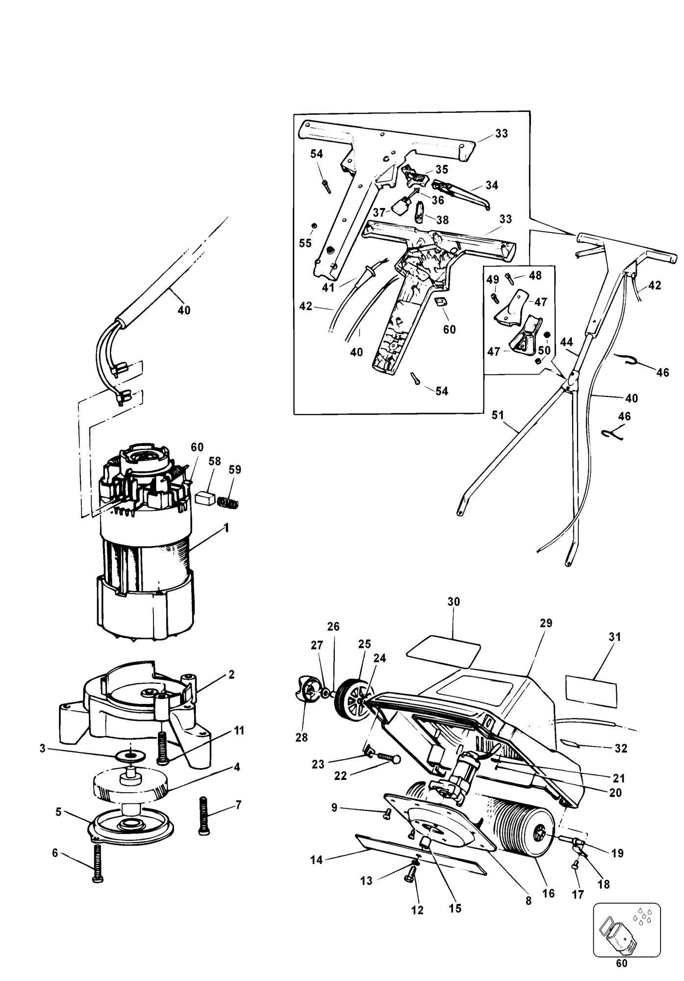 black and decker electric mower parts diagram