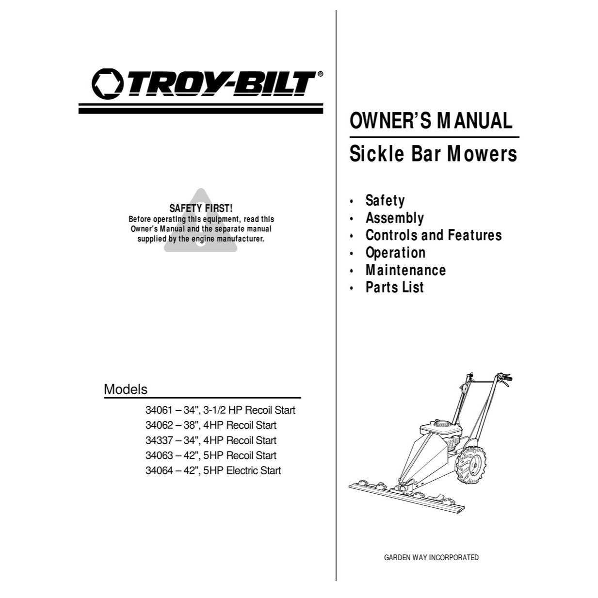 troy bilt sickle bar mower parts diagram